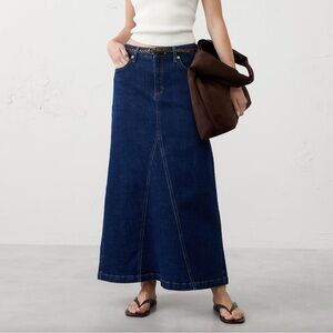 NWOT Denim Split-Back Maxi Skirt